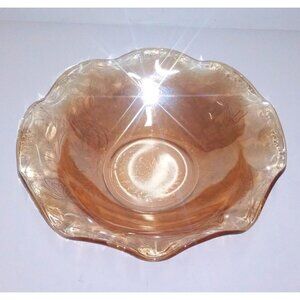 Vintage Carnival Glass Iris Bowl With Scallop Edge light amber gold 9.75" x2"